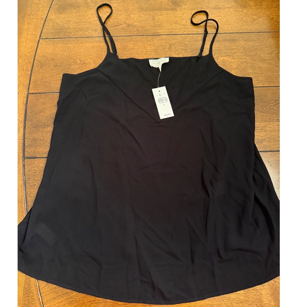 Lou & Grey Womens Black V-Neck Camisole Adjustable Straps Top Size M NWT